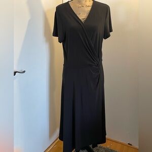 Perceptions Black Wrap-Style Midi Dress